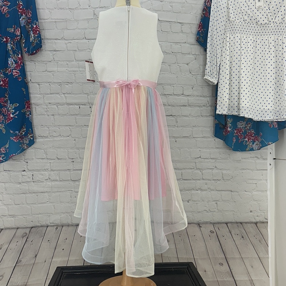 Emily Rose Girls size 8 Sunday best Pastel Rainbow HiLo unicorn cotton candy clr - Picture 4 of 9